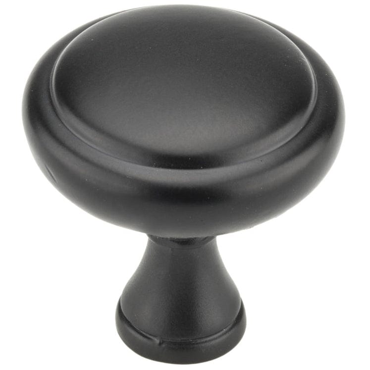 Traditional Mushroom Shape Knob with Rim- 1-1/4" Diameter - Matte Black