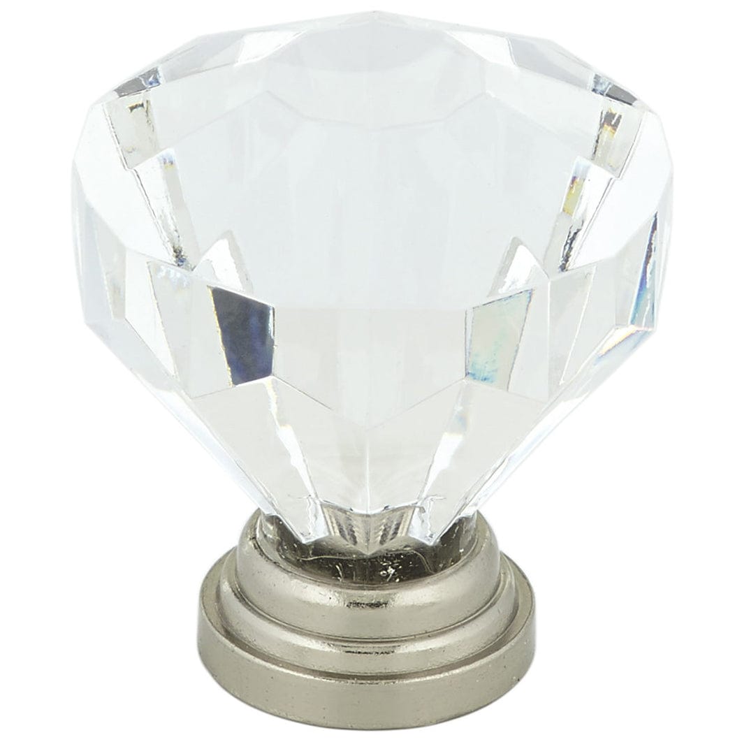 Eclectic Knob, 1-1/4" D, Clear, Brushed Nickel