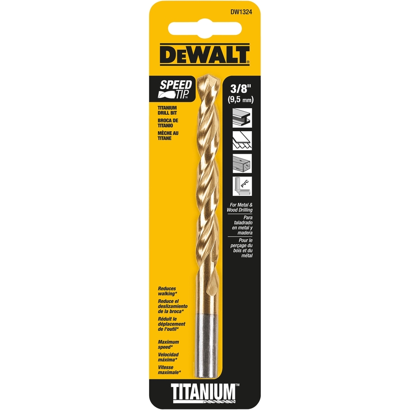 Dewalt DW1324 3/8 in. X 5 in. L High Speed Steel Split Point Drill Bit Straight Shank 1 pc