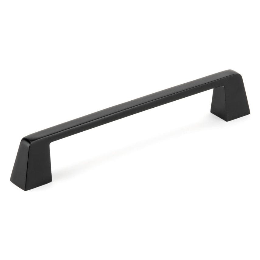 Contemporary Metal Pull with Flared Feet - 6-5/16" Center-to-Center - 7-11/16" OL - Matte Black