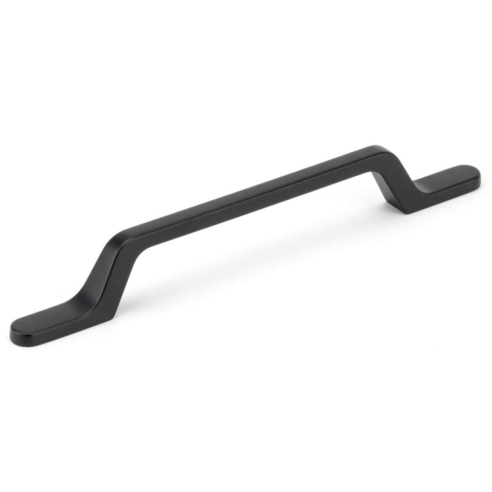 Contemporary Pull with Elongated Bases - 5-1/16" Center-to-Center - 7-5/8" OL - Matte Black
