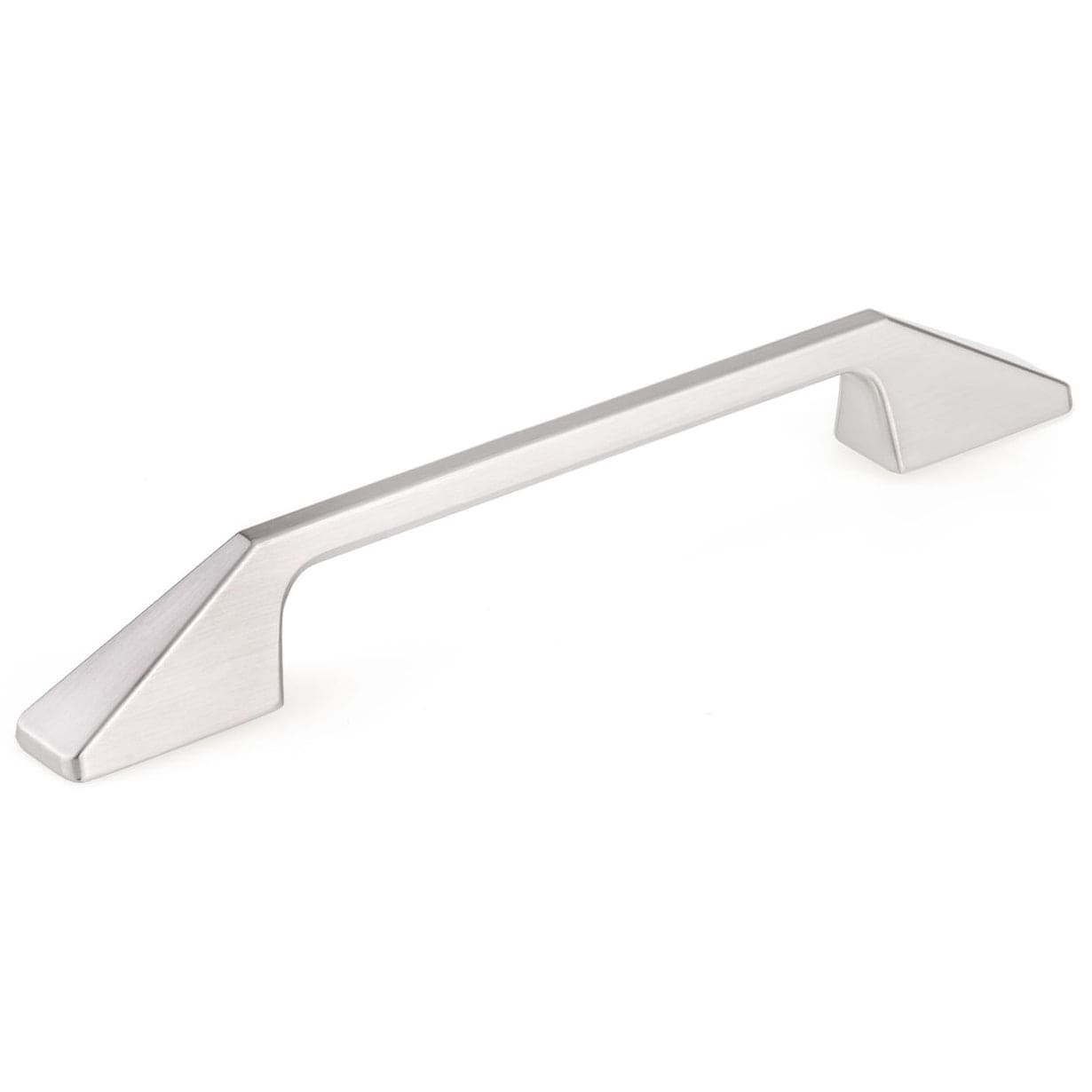 Contemporary Pull with Flared Geometric Posts - 6-5/16" Center-to-Center - 8-9/32" OL - Brushed Nickel
