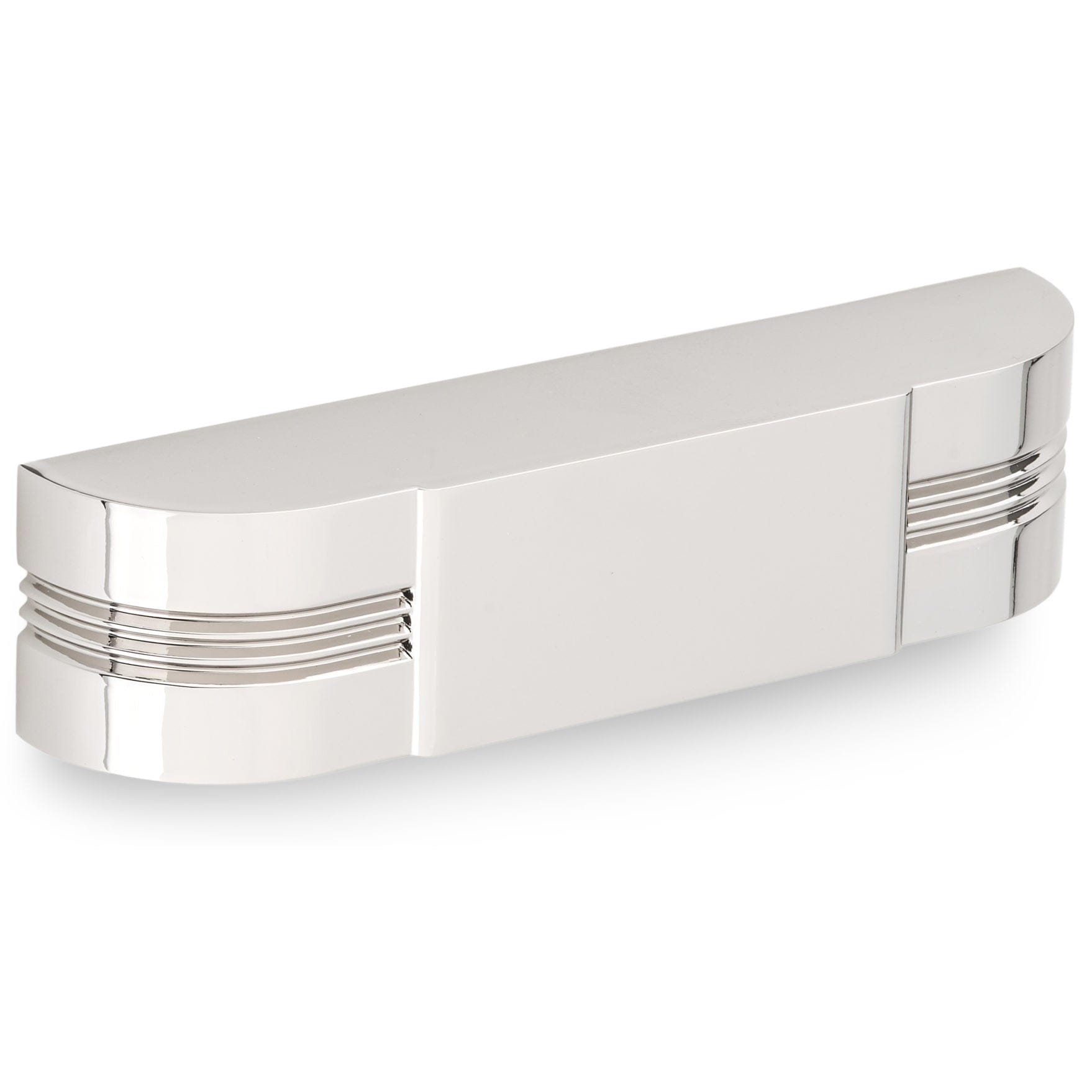 Art Deco Inspired Transitional Metal Pull - Polished Nickel - 5-1/32" Center-to-Center - 5-21-32" L