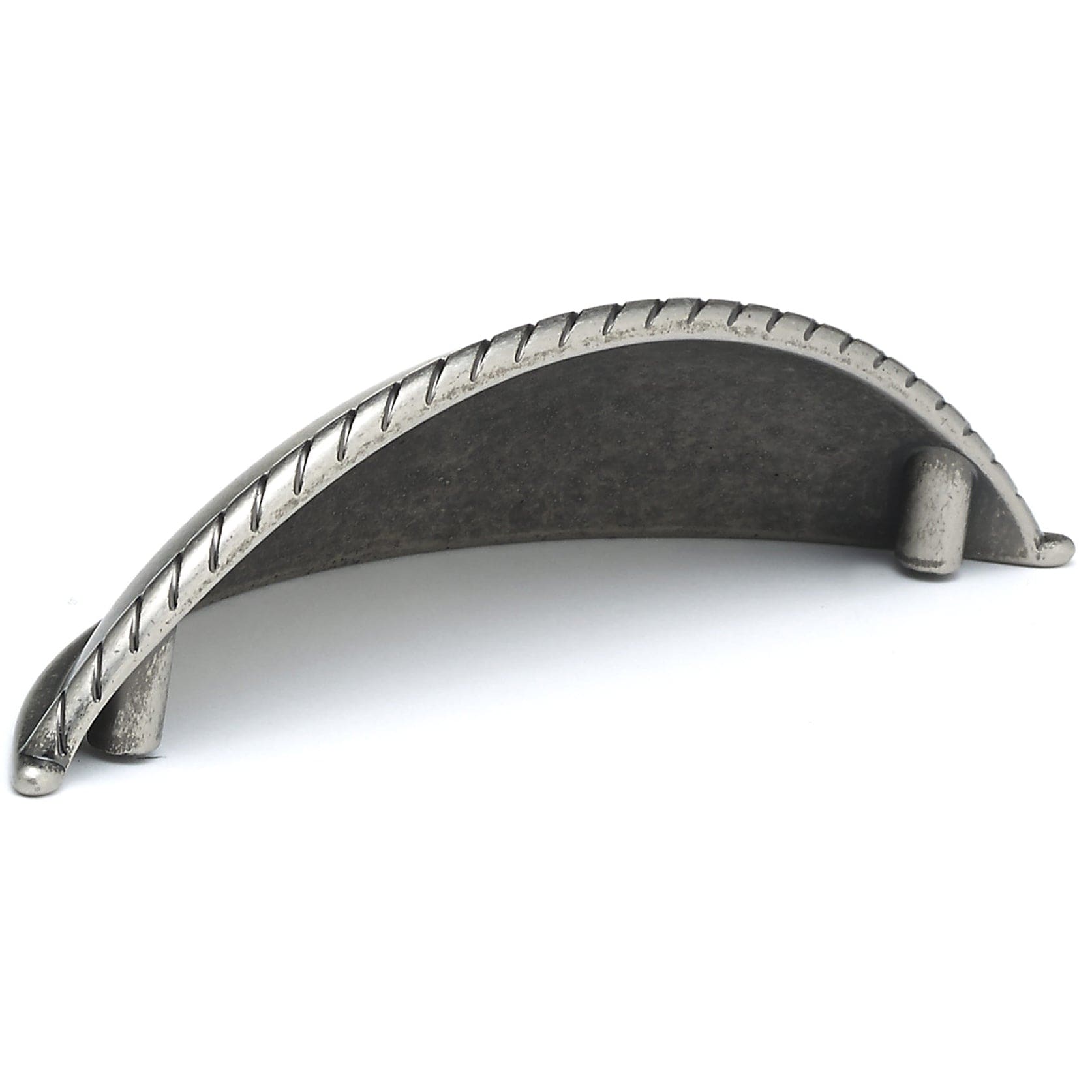 Traditional Cup Pull with Braided Rope Detail - 3-3/4" Center-to-Center - 5" OL - Pewter