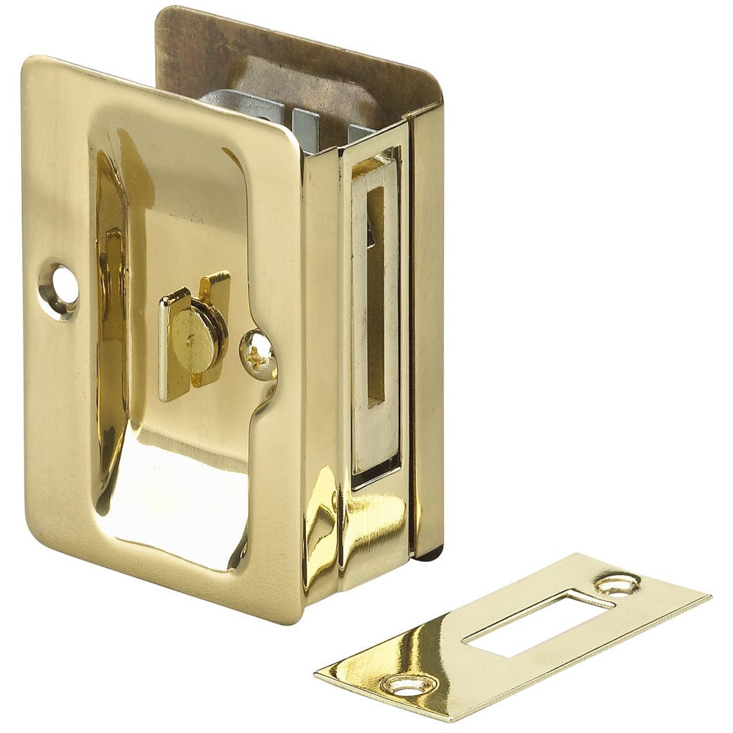 3-7/32" (82 mm) Pocket Door PullRectangular Brass Privacy