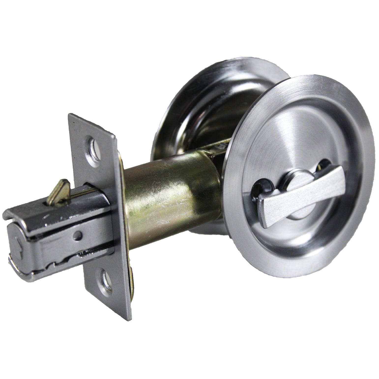 2-7/16" (62 mm) Pocket Door Pull Round Brushed Chrome Privacy