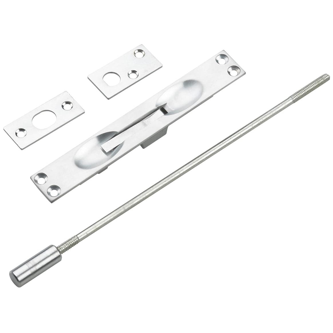 Flush Bolt for Metal Doors with 12" Extension Brushed Chrome