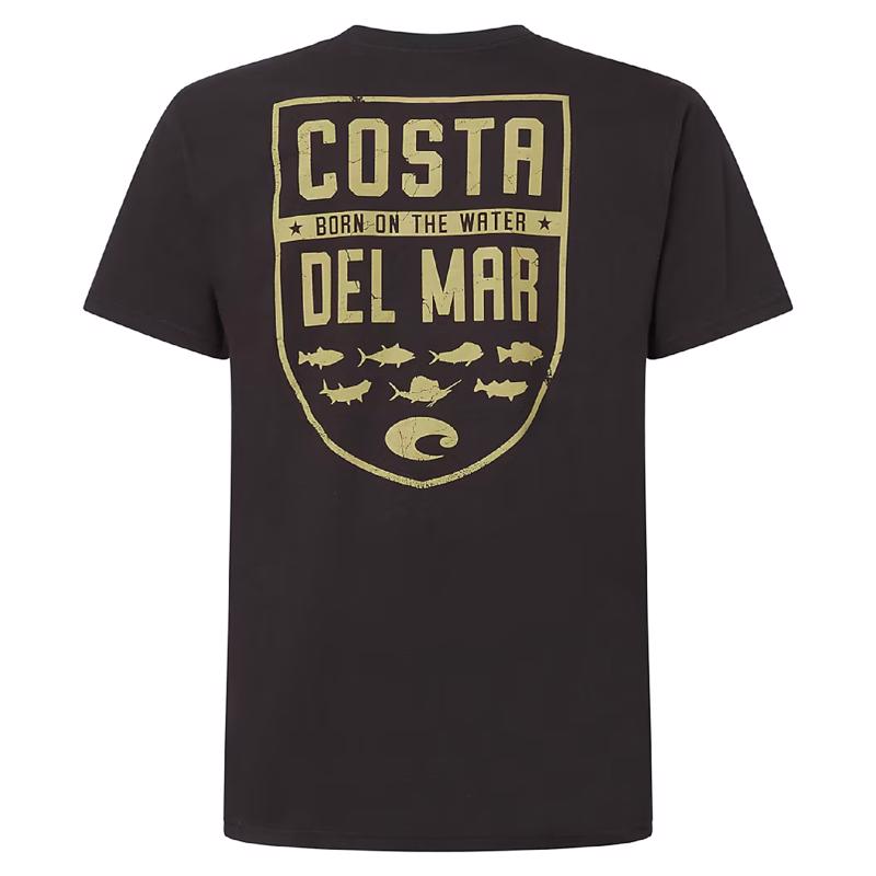 Costa FQA400025-001L L Short Sleeve Men's Crew Neck Black Species Shield Tee Shirt