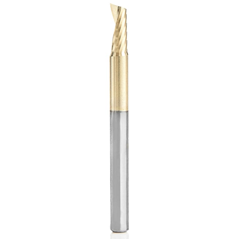 51406-Z Spiral O Single Flute Aluminum Cutting Up-Cut ZrN Coated Mirror Finish Router Bit 1/8"D 5/16"CH 1/8"SH 1-1/2"OL