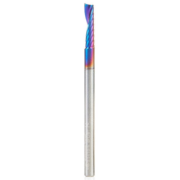 51410-K Spiral O Single Flute Plastic Cutting Up-Cut Mirror Finish CNC Router Bit 1/8"D 1/2"CH 1/8"SH2"OL