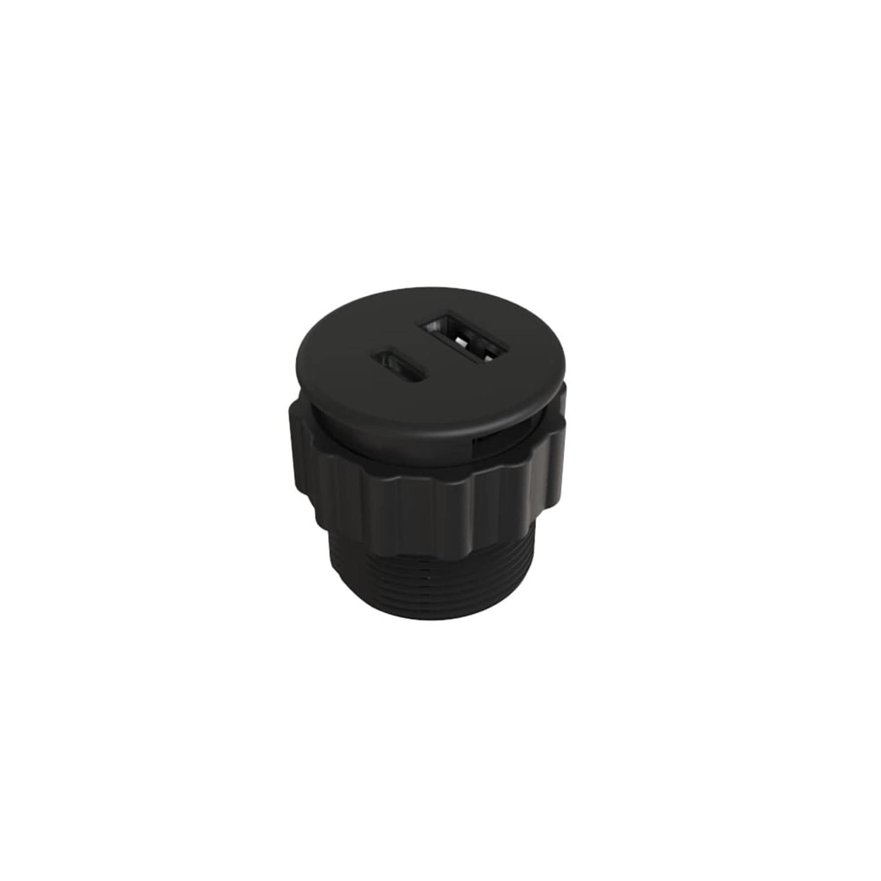 5V Rounded Recessed USB Charger Black