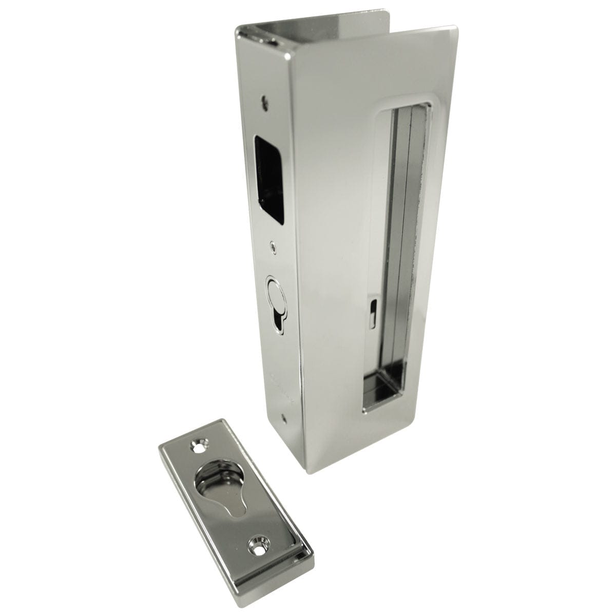 Cavity Sliders CL400 Magnetic Pocket Door Handle - Left Hand Snib - Bright Chrome - Fits 1-3/8" Door