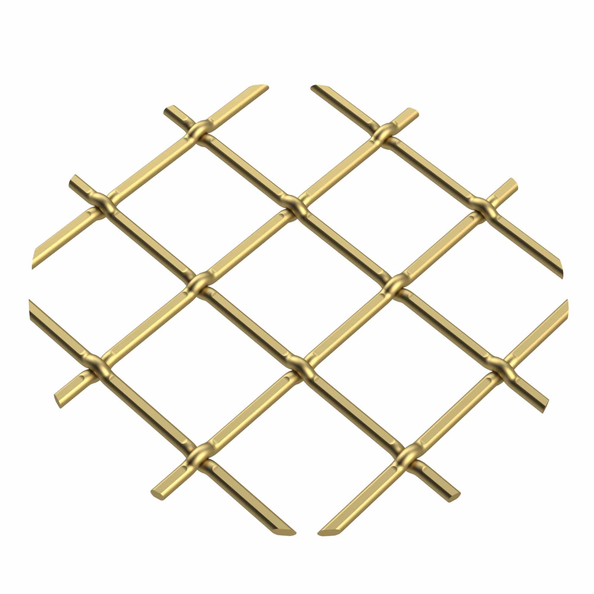 .75" Multi-Crimp Single Diamond Decorative Grille - Satin Brass, 18" W x 48" L Sheet