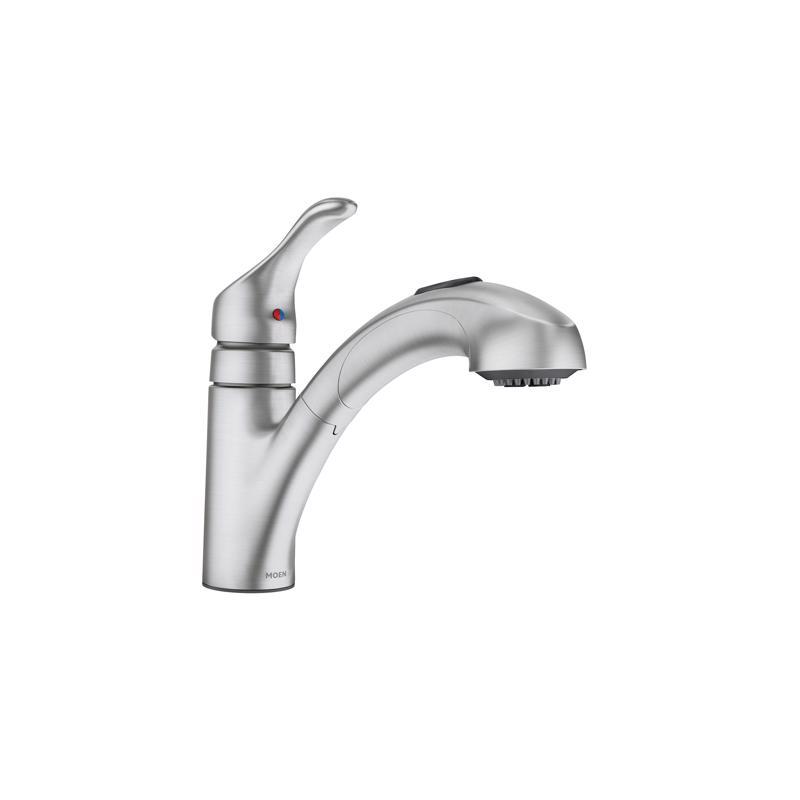 Moen CA87316SRS Renzo One Handle Stainless Steel Pull-Out Kitchen Faucet