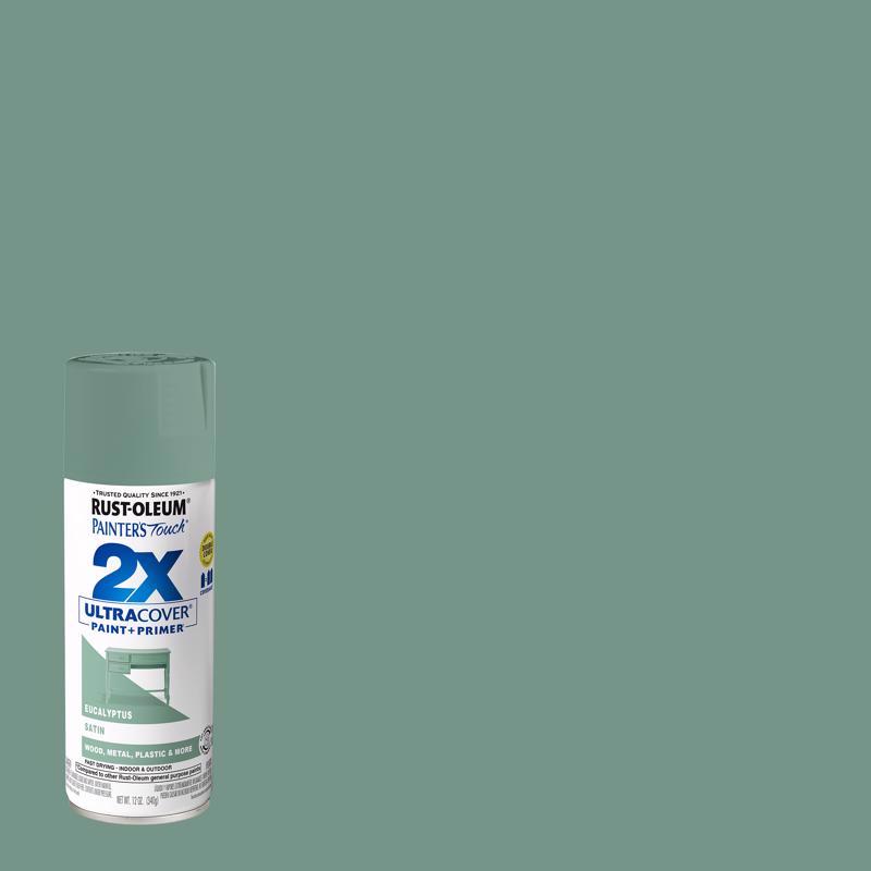 Rust-Oleum 383201 Painter's Touch 2X Ultra Cover Satin Eucalyptus Paint+Primer Spray Paint 12 oz
