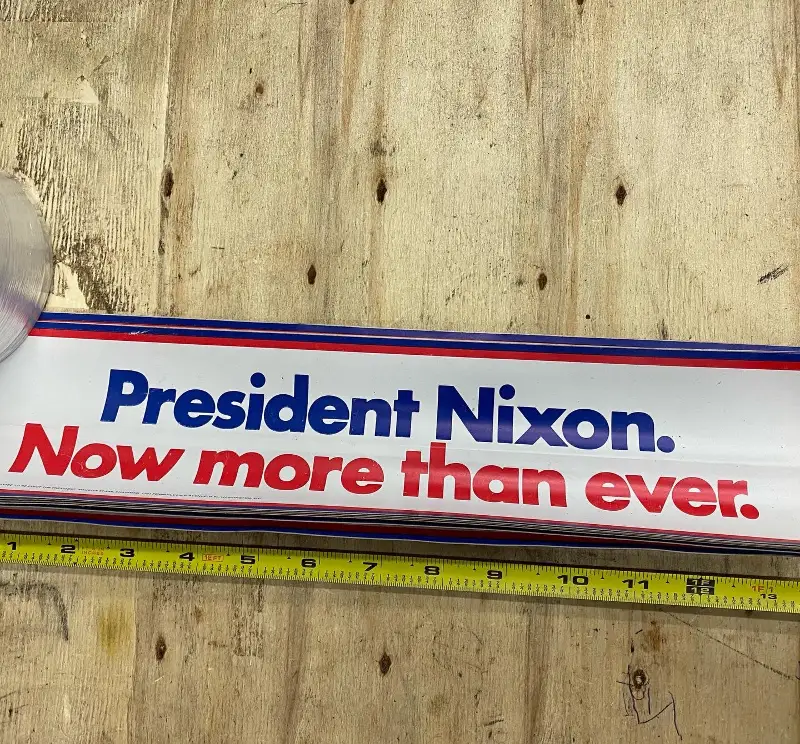 Vtg Vote For Nixon President Bumper Sticker Hot rod Pin Campaign Election Orig!