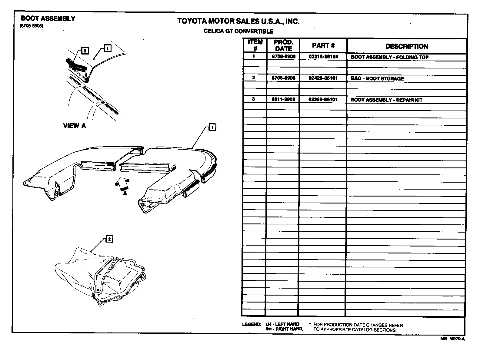 Bag, Boot Storage Toyota, 02428-86101