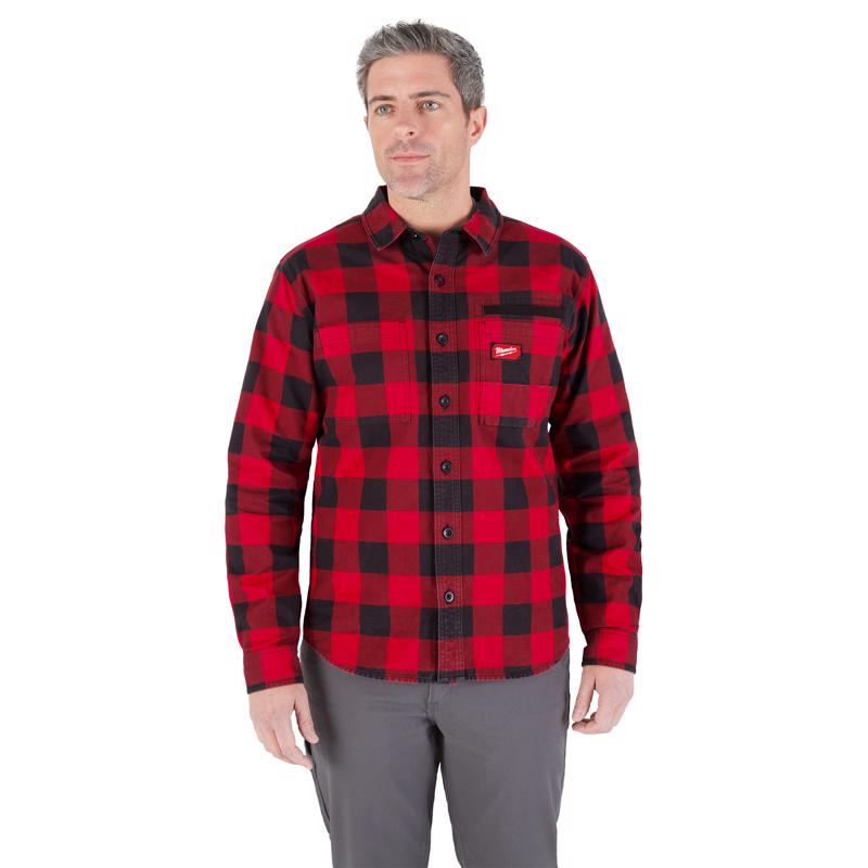 Milwaukee M551R-XL Gridiron XL Long Sleeve Men's Collared Red Flannel Shirt