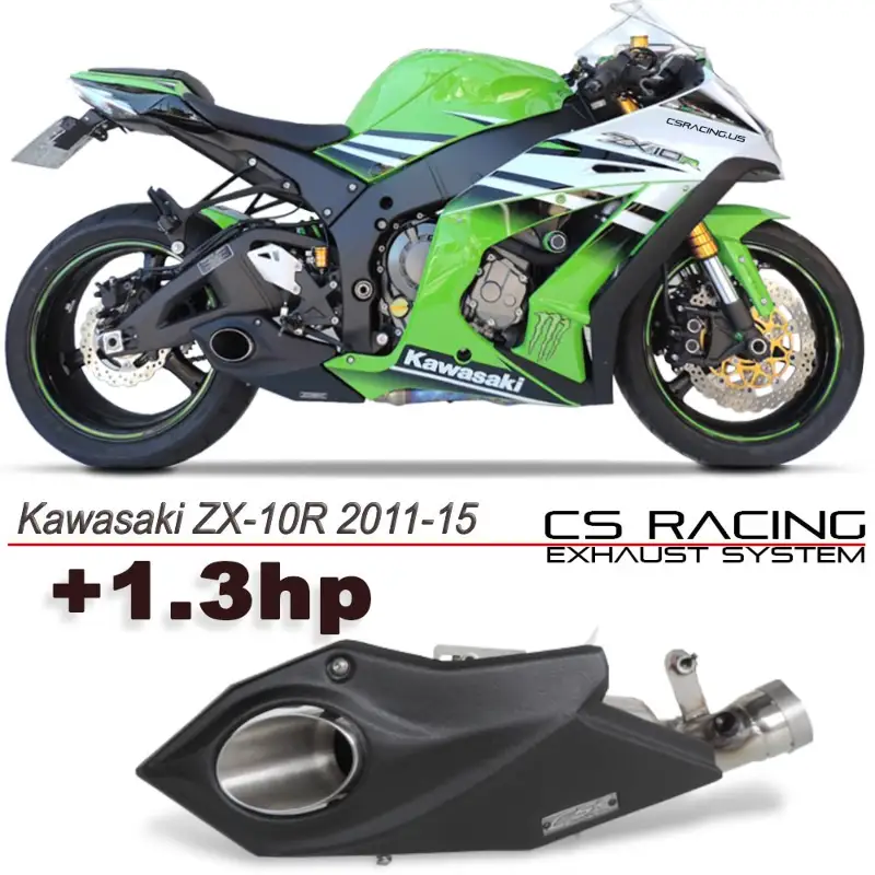 2011-15 Kawasaki Ninja ZX-10R CS Racing Slip-on De-cat Exhaust | Muffler + dB Killer (+1.3hp)