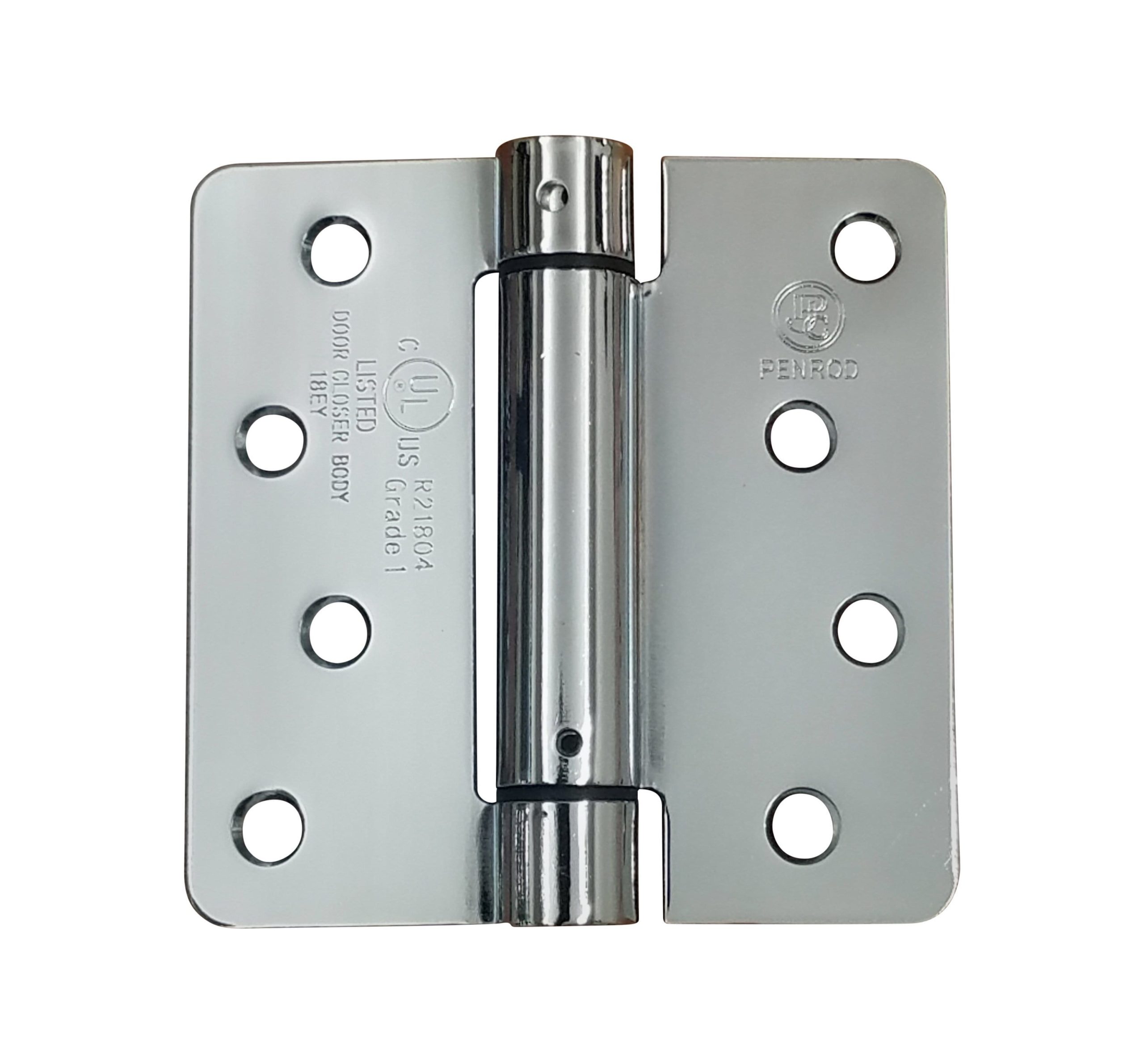 4" X 4" Spring Hinges With 1/4" Radius Corners Polished Chrome - 2 Pack