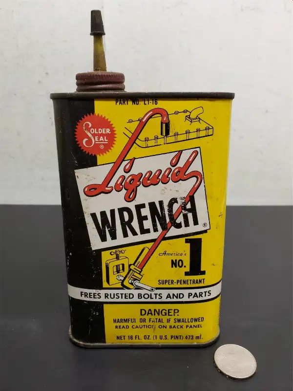 Vtg Solder Seal Liquid Wrench Super-Penetrant Rusted Bolts/Parts Oil Can 16 Oz.