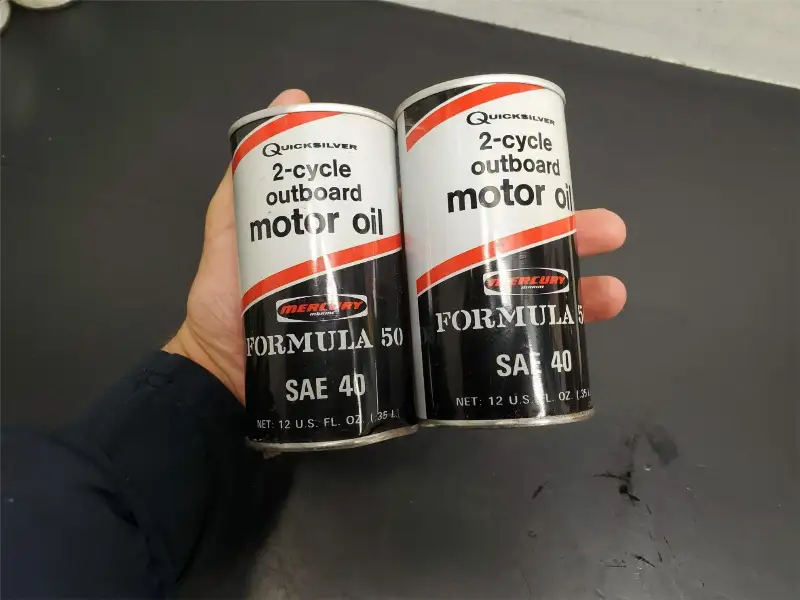 Vtg Set 2 Quicksilver 2-Cycle Outboards Motor Oil Formula 50 SAE 40 Cans Mercury