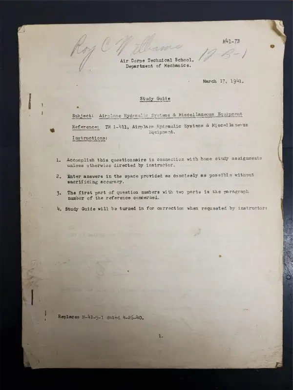 Vtg WW2 1941 Air Corps Technical School Airplane Hydraulic Systems Study Guide