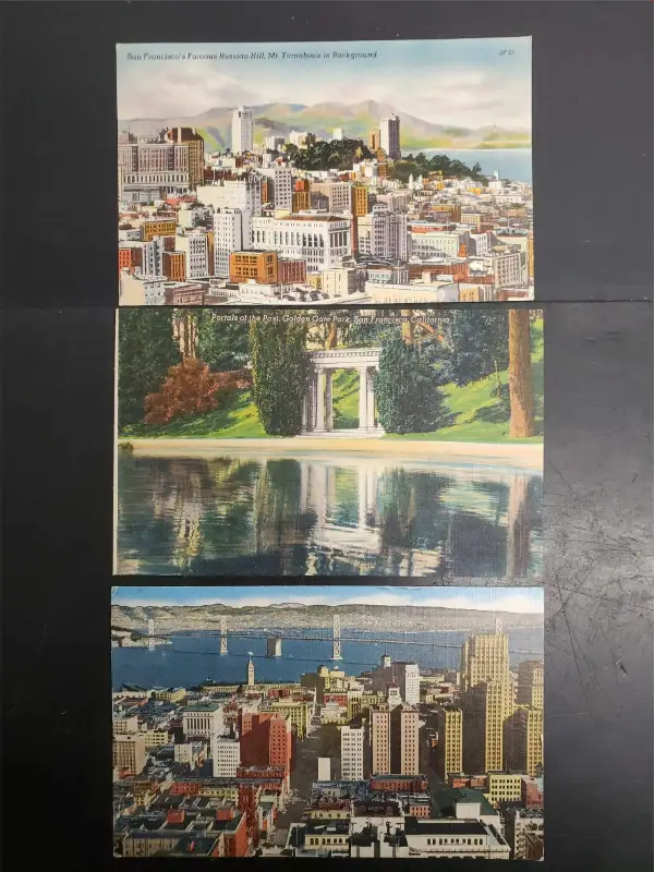 Vtg San Francisco California Post Cards Russian Hill Downtown Bay Bridge Golden