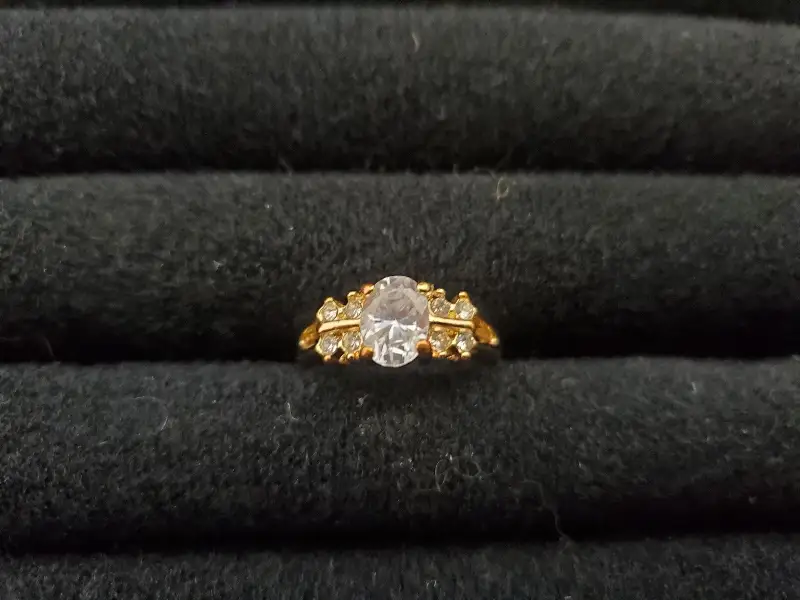 Women’s 14KT Electro-Plate Ring Oval Cubic Zirconia Gemstone Center Jewelry Sz 9
