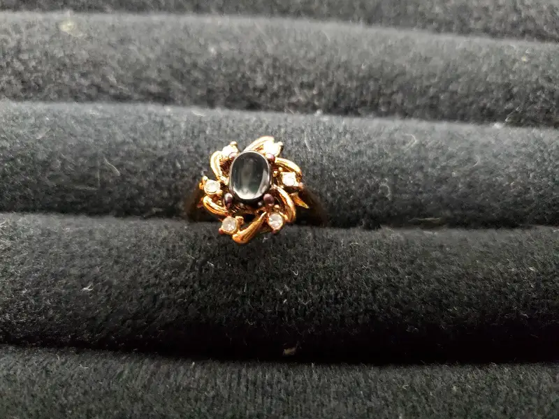 Womens 14KT Gold Electro-Plate Smoky Topaz Cubic Zirconia Ring Jewelry Sz 9