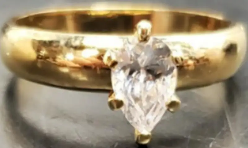 Womens 14KT Gold Electro-Plate Tear Drop Stone Cubic Zirconia Ring Jewelry Sz8.5