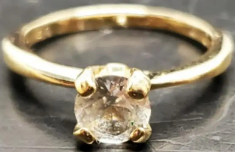 Women 14KT Gold Electro-Plate Big Round Stone Cubic Zirconia Ring Jewelry Sz7.5