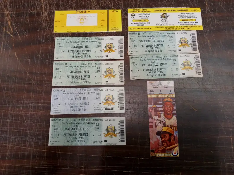 Vtg Sports Ticket Stubs 88′ 89′ 00′ 02′ 04′ PNC Byrd Stadium Pirates 3 Rivers