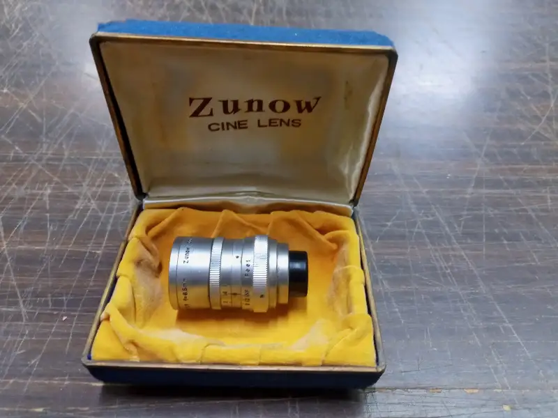 Vtg Zunow Wide Cine Photography Lens Silver F=6.5MM Japan #12293 Original Case