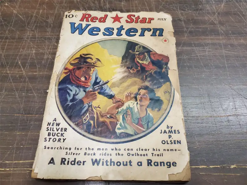 VTG 1940 Red Star Western Paperback Story Magazine Book July James Olsen Collect