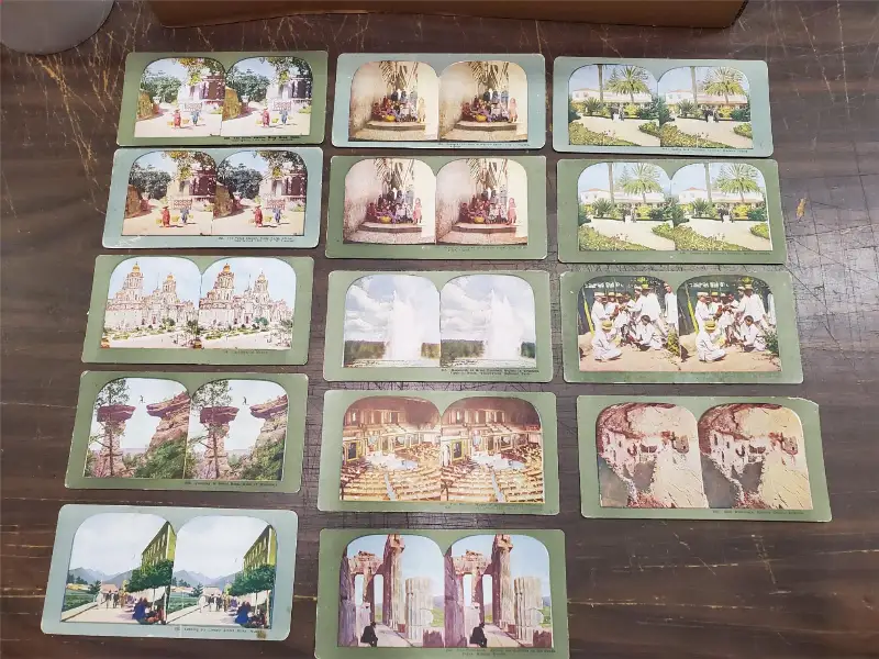 Vtg Printed Halftone Impression Stereoview Cards1900’S China Algeria Alaska Etc.