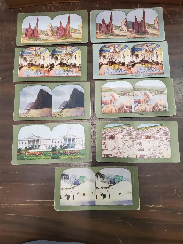 Vtg Stereoview Cards Printed Halftone Impression Yellowstone Colorado Greece Etc