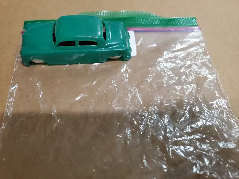 Vtg Plasticville Toy Car Circa 1950’s Green RR Railroad O Scale Good Condition