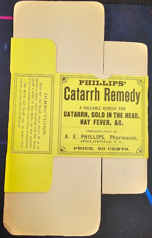 Phillips Orig Box Quack Medicine Cold Allergy Hay Fever Medicine Antique 1900’s!