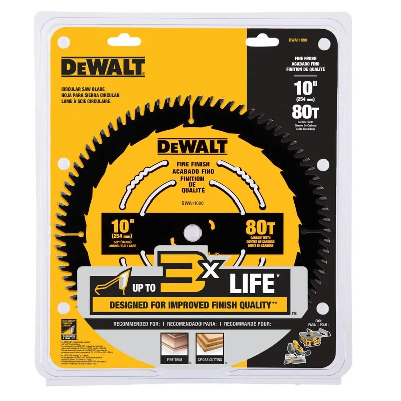 Large Diameter Saw Blades 10-in 80-Tooth Fine Finish Tungsten Carbide-