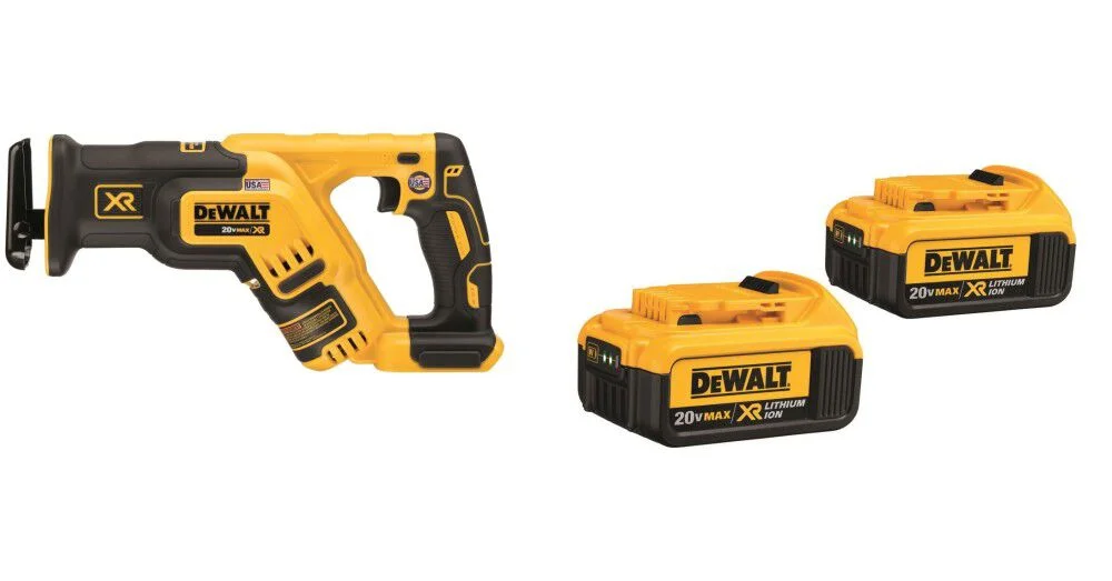 20V MAX Compact Reciprocating Saw & Premium XR Battery 2pk Bundle DCB2