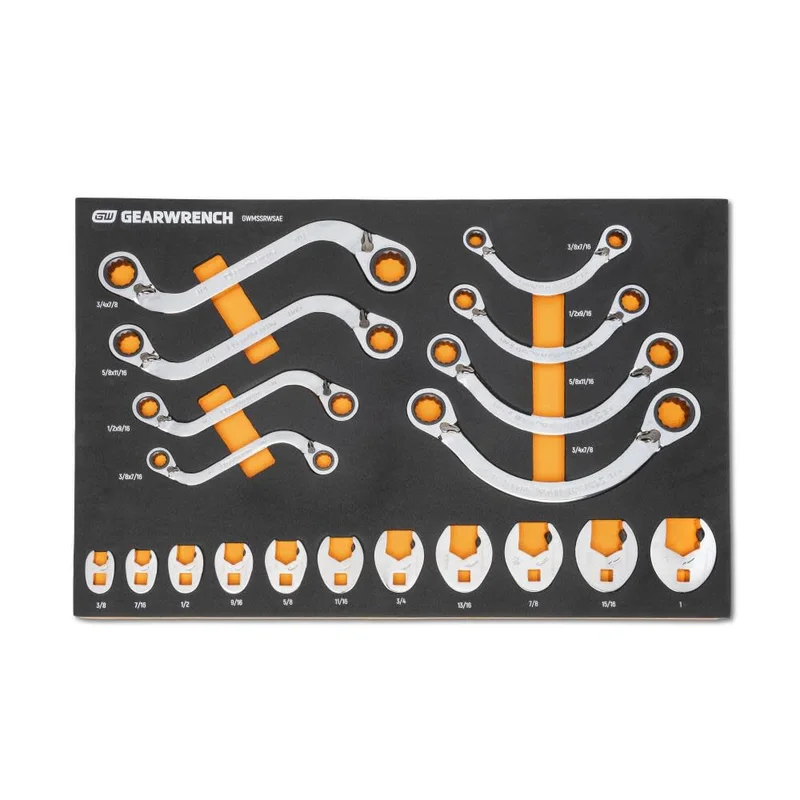 Specialty Ratcheting SAE Wrench Set in Foam Storage Tray 19pc GWMSSRWS