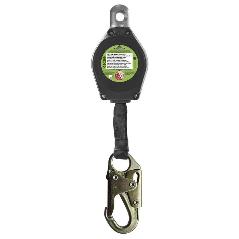 Self-Retracting Lifeline (SRL) with Webbing Snap Hook 12 Ft. L. Black