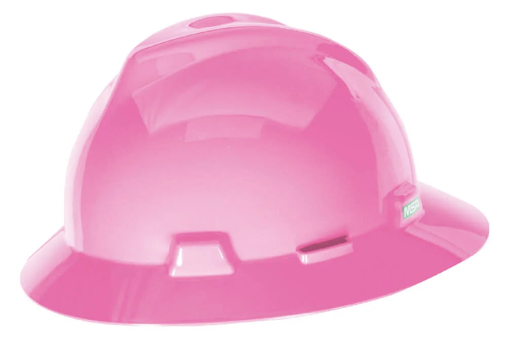 V Gard Slotted Full Brim Hard Hat Hot Pink with Staz On Suspension 101