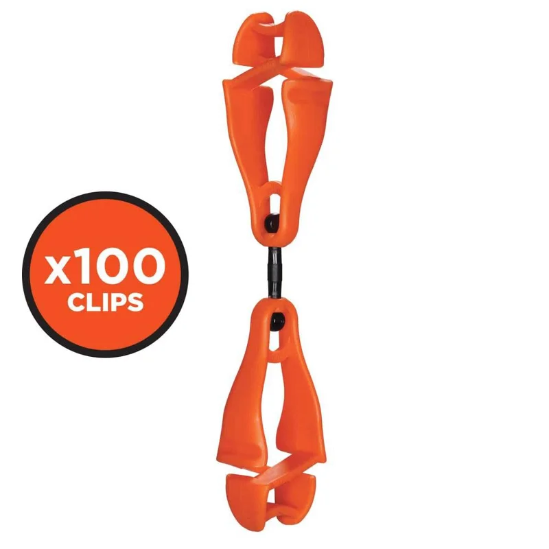 Squids 3420-BULK Swivel Glove Clip Holder Dual Clips Orange 100pk 1951