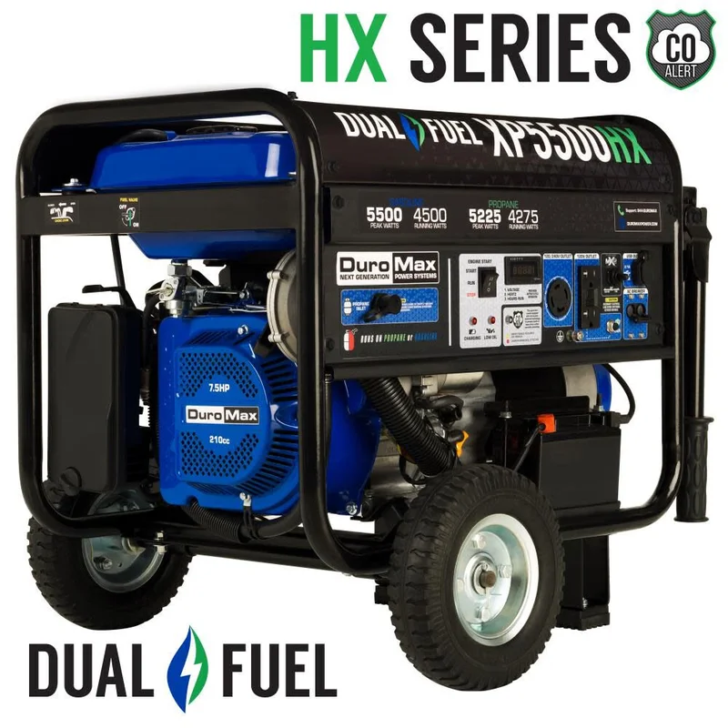 Generator Dual Fuel Gas Propane Portable with CO Alert 5500 Watt XP550