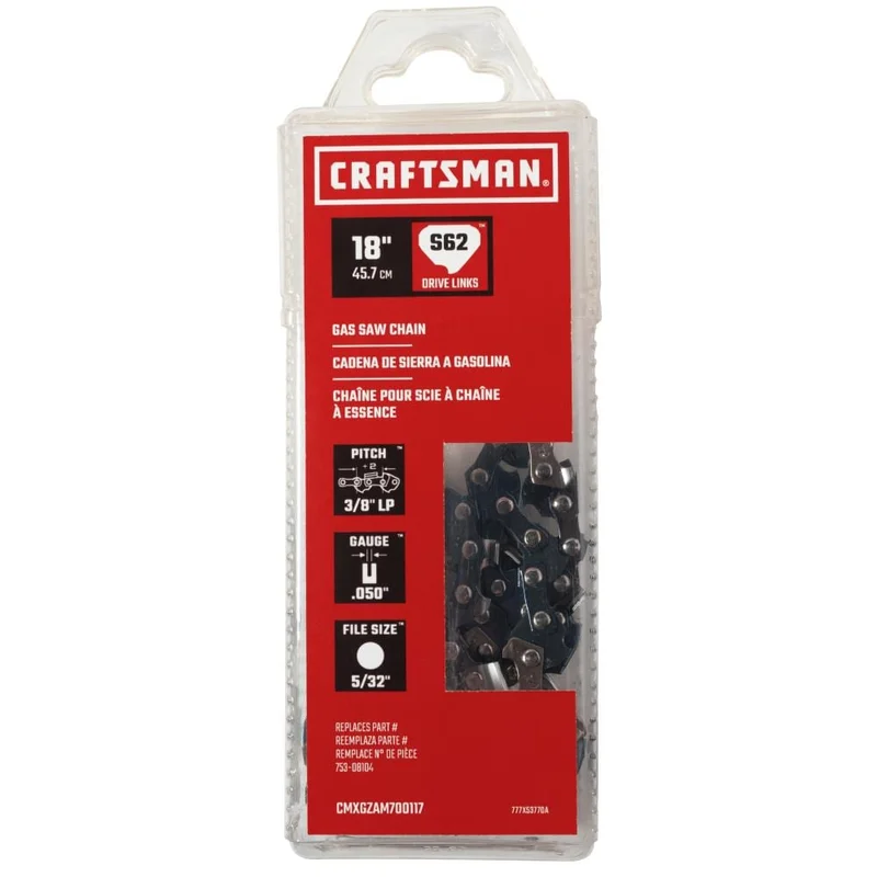 62 Link Replacement Chainsaw Chain For 18-in, 0.05-in Gauge, 3/8-in Pi