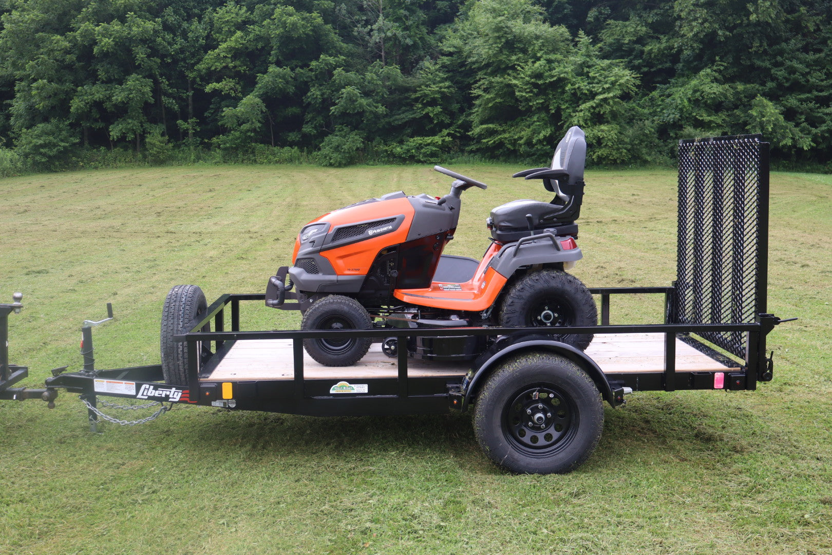 Husqvarna TS375XD Riding Mower & Liberty 60"x10' 3K Trailer Combo - Work Ready