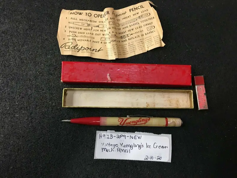 Yuengling Ice Cream Beer Vtg Mech Lead Pencil Redipoint Pottsville Pa Box Advert