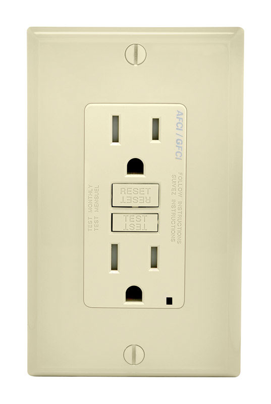 Leviton AGTR1-T SmartlockPro 15 amps 125 V Duplex Light Almond AFCI/GFCI Dual Function Outlet 5-15R 1 pk